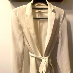 White blazer with belt